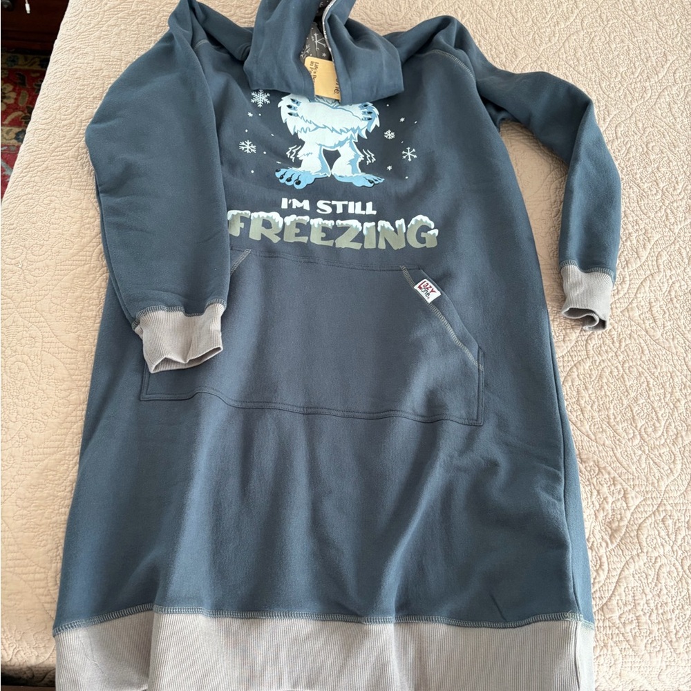Blue 'I'm Still Freezing' Hoodie Oversized Sweatshirt